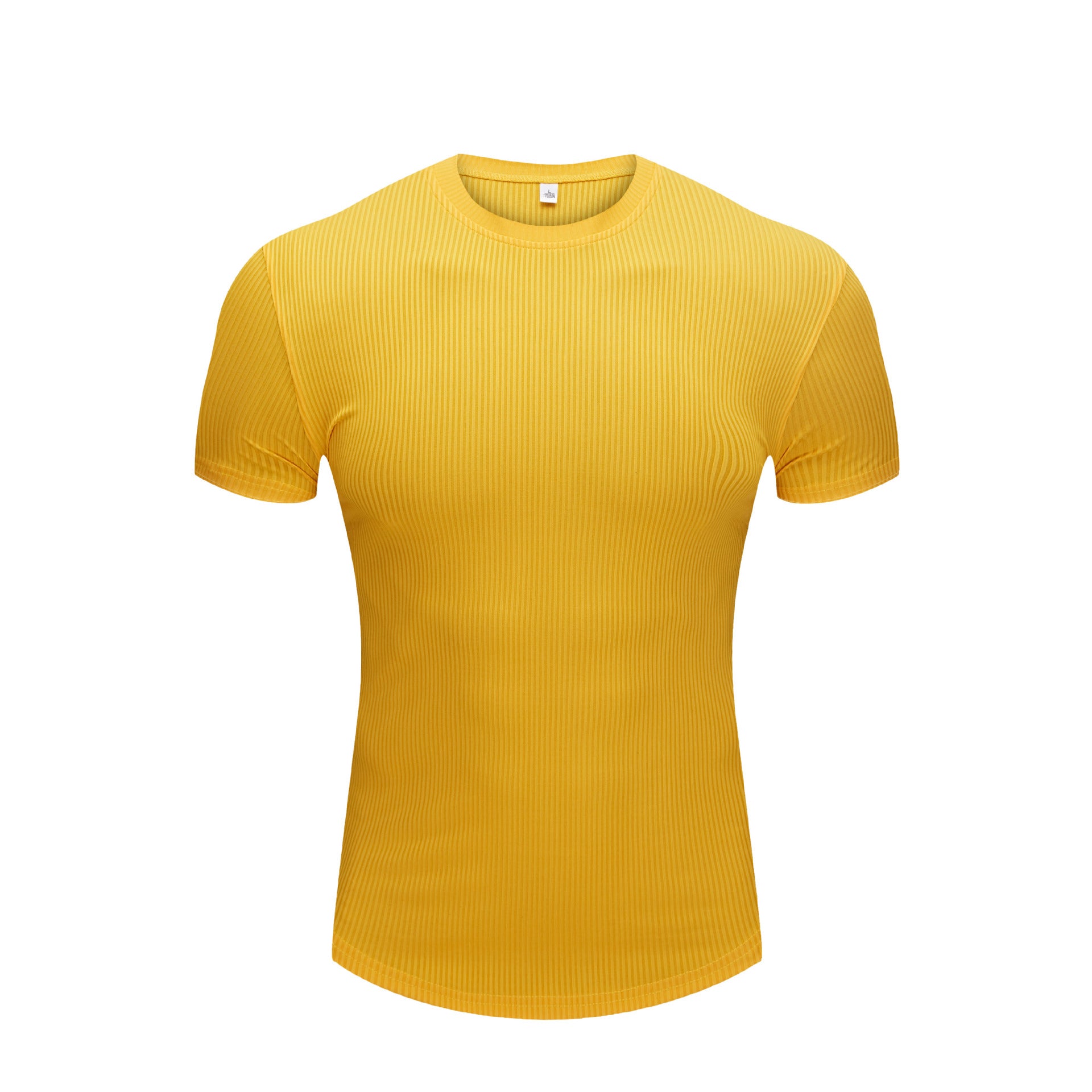 Slim Fit Stretch Gym Wear Solid Color Stripe Men's Short Sleeve T-Shirt for Sports Basketball Running Training Quick-Dry Base Layer Shirt