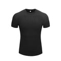 Slim Fit Stretch Gym Wear Solid Color Stripe Men's Short Sleeve T-Shirt for Sports Basketball Running Training Quick-Dry Base Layer Shirt