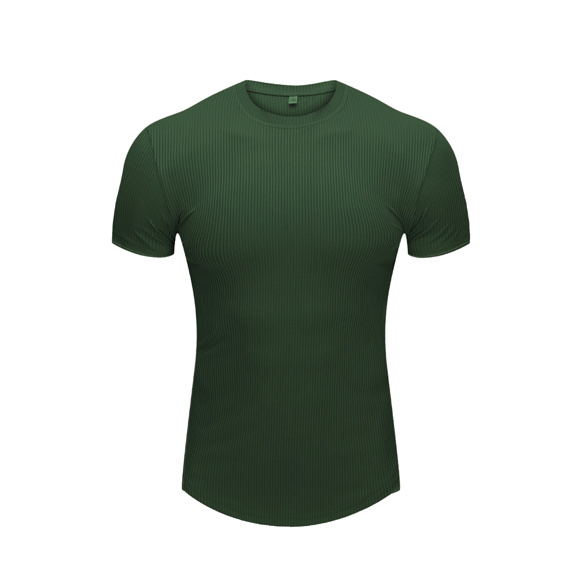 Slim Fit Stretch Gym Wear Solid Color Stripe Men's Short Sleeve T-Shirt for Sports Basketball Running Training Quick-Dry Base Layer Shirt