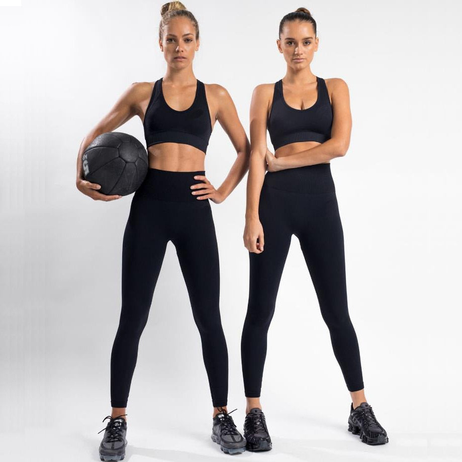 Women's Seamless Yoga Suit Sportswear Fitness Sport For Women Gym Running Set 2 Piece Costume For Yoga Sports Bras+Leggings Sets