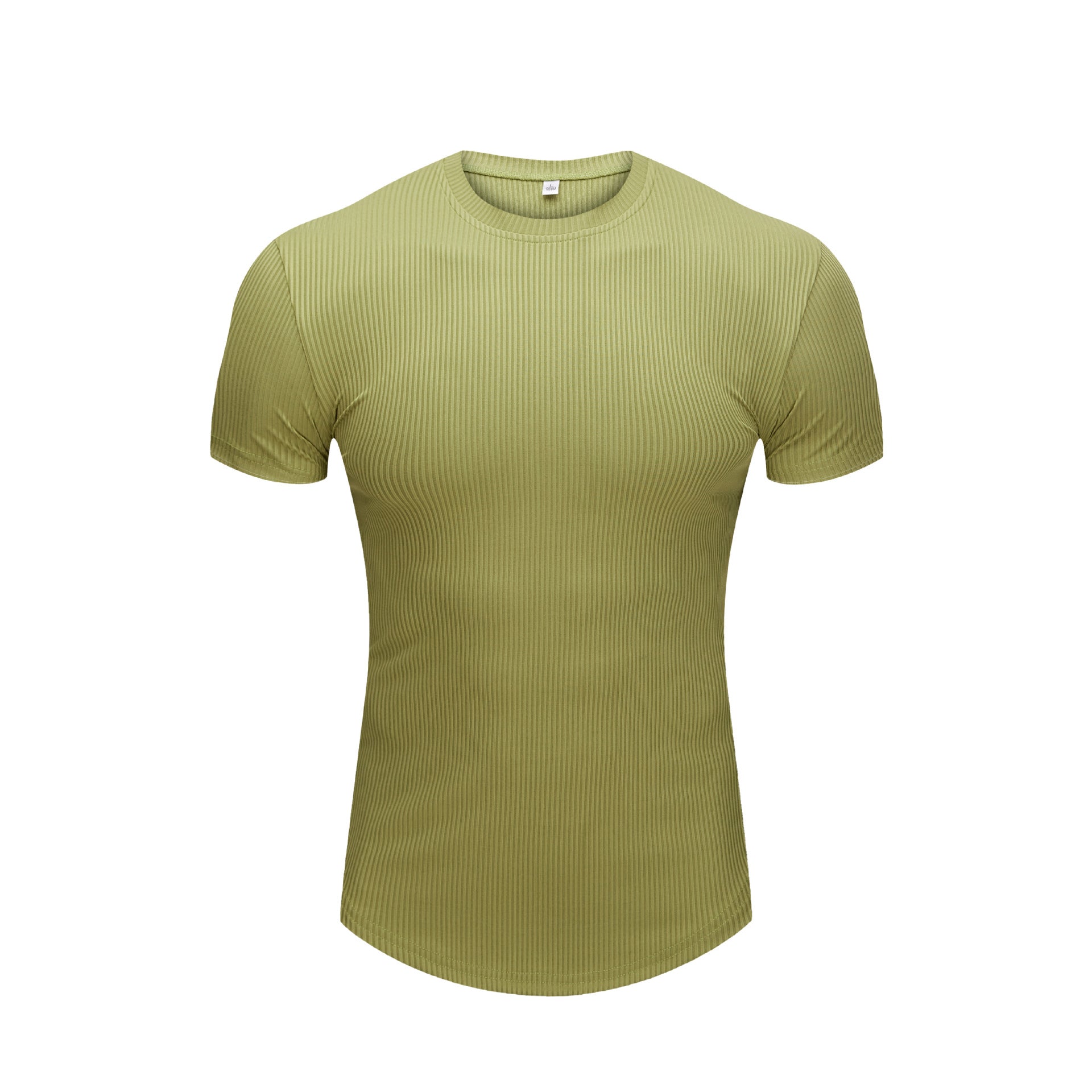 Slim Fit Stretch Gym Wear Solid Color Stripe Men's Short Sleeve T-Shirt for Sports Basketball Running Training Quick-Dry Base Layer Shirt