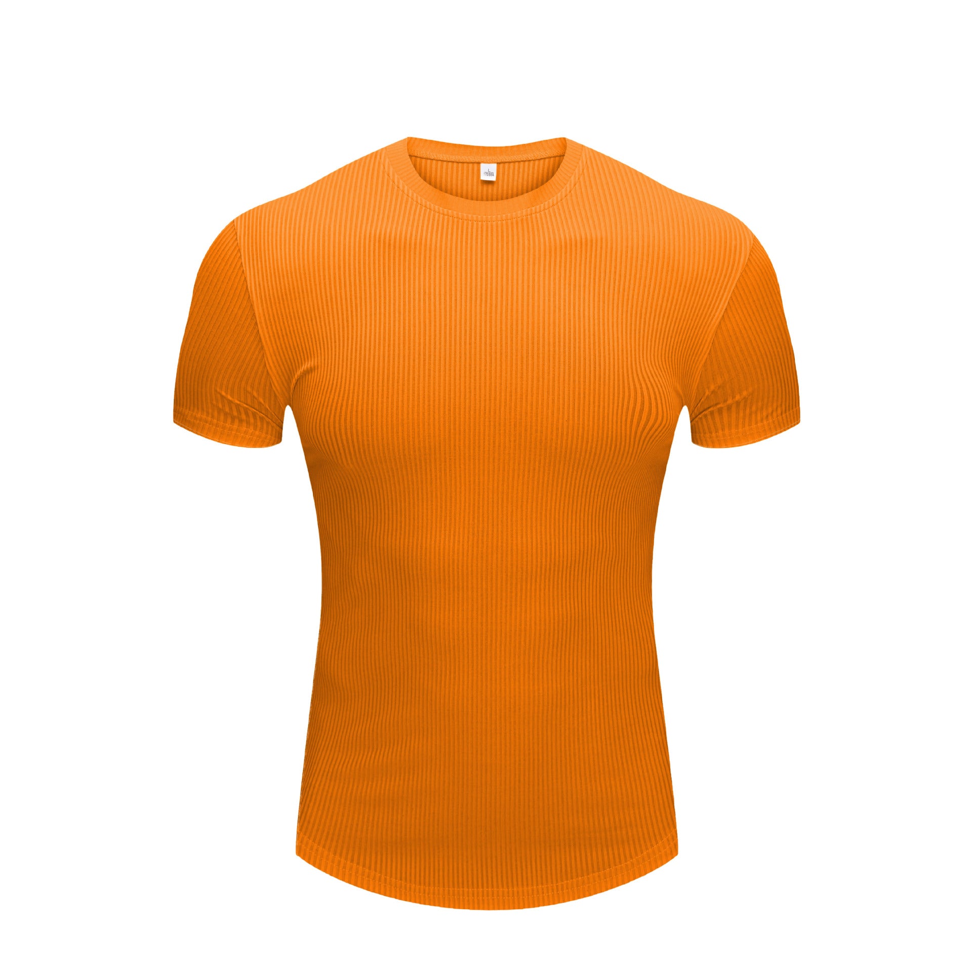 Slim Fit Stretch Gym Wear Solid Color Stripe Men's Short Sleeve T-Shirt for Sports Basketball Running Training Quick-Dry Base Layer Shirt