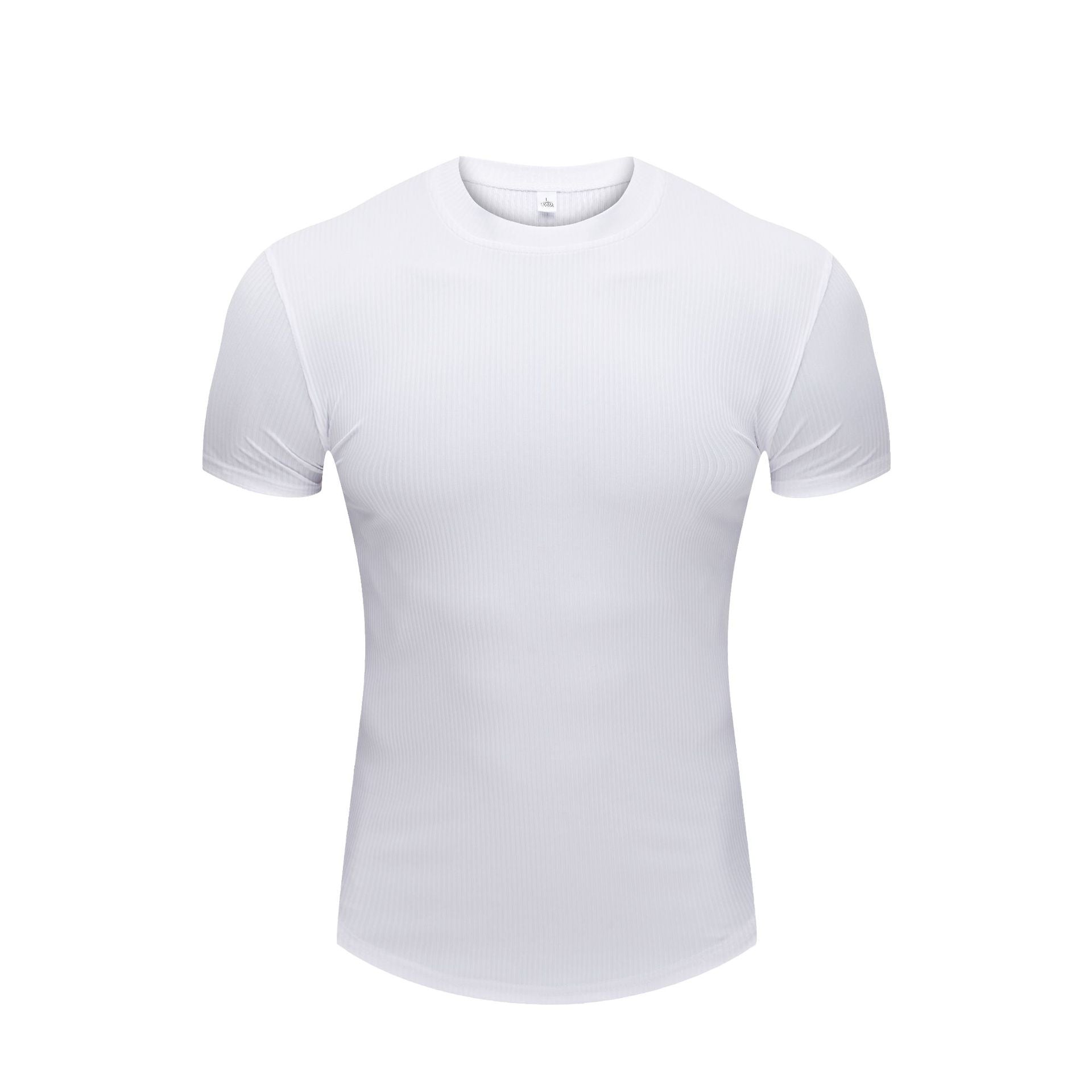 Slim Fit Stretch Gym Wear Solid Color Stripe Men's Short Sleeve T-Shirt for Sports Basketball Running Training Quick-Dry Base Layer Shirt